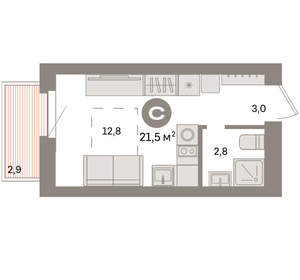 Студия квартира, вторичка, 21м2, 5/16 этаж