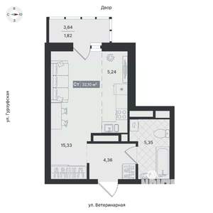 Студия квартира, вторичка, 32м2, 17/24 этаж