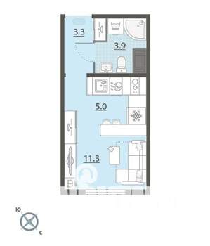 Студия квартира, вторичка, 24м2, 6/24 этаж