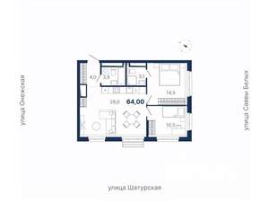 2-к квартира, вторичка, 64м2, 22/22 этаж