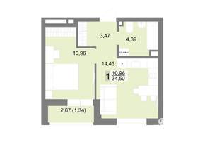 1-к квартира, вторичка, 35м2, 11/22 этаж