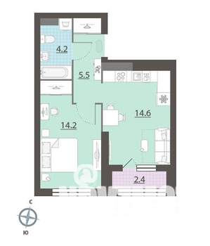 1-к квартира, вторичка, 40м2, 22/32 этаж