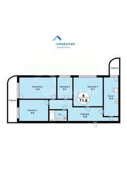 4-к квартира, вторичка, 72м2, 13/16 этаж