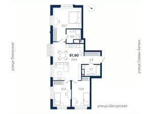 3-к квартира, вторичка, 92м2, 4/22 этаж