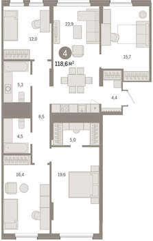 3-к квартира, вторичка, 120м2, 2/17 этаж