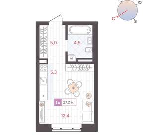 Студия квартира, вторичка, 27м2, 3/25 этаж