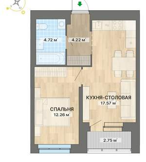 1-к квартира, вторичка, 42м2, 11/25 этаж