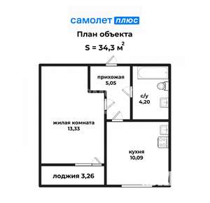 1-к квартира, вторичка, 34м2, 3/8 этаж