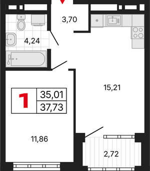 1-к квартира, вторичка, 38м2, 10/31 этаж