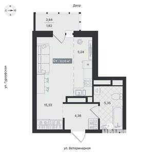 Студия квартира, вторичка, 32м2, 14/24 этаж