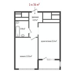 1-к квартира, вторичка, 36м2, 4/24 этаж