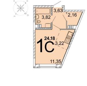 Студия квартира, вторичка, 25м2, 14/14 этаж