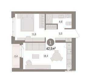 1-к квартира, вторичка, 43м2, 4/16 этаж