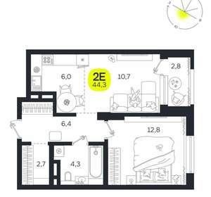 2-к квартира, вторичка, 44м2, 6/27 этаж