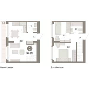 2-к квартира, вторичка, 66м2, 8/9 этаж