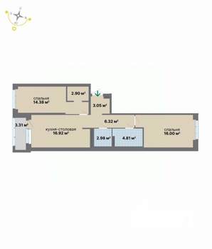 2-к квартира, вторичка, 71м2, 5/9 этаж