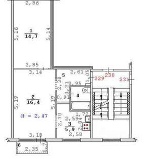 2-к квартира, вторичка, 46м2, 2/5 этаж