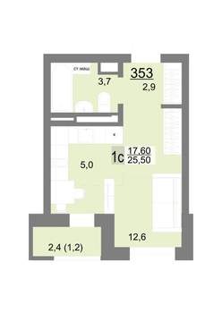 Студия квартира, вторичка, 25м2, 18/18 этаж