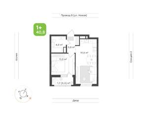 1-к квартира, вторичка, 41м2, 5/17 этаж