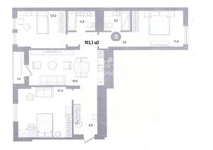 3-к квартира, вторичка, 107м2, 8/9 этаж
