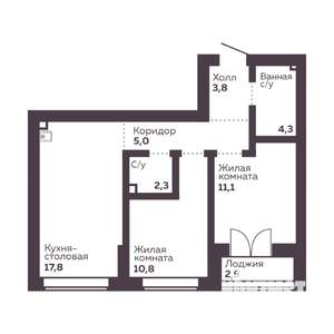 2-к квартира, вторичка, 55м2, 2/30 этаж