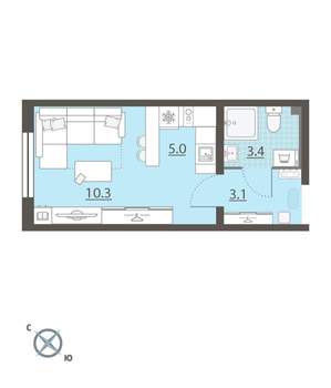 Студия квартира, вторичка, 22м2, 5/8 этаж