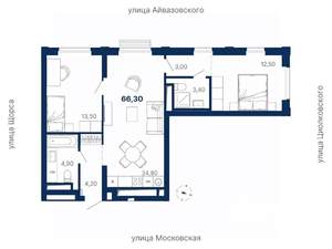 2-к квартира, вторичка, 66м2, 16/29 этаж