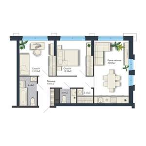 2-к квартира, вторичка, 60м2, 10/25 этаж