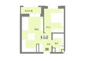 1-к квартира, вторичка, 39м2, 12/26 этаж
