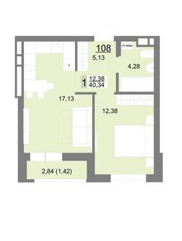 1-к квартира, вторичка, 40м2, 11/22 этаж