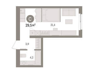 Студия квартира, вторичка, 30м2, 4/15 этаж