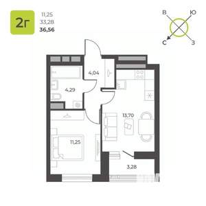 1-к квартира, строящийся дом, 35м2, 16/16 этаж