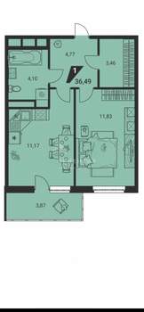 1-к квартира, вторичка, 36м2, 6/27 этаж