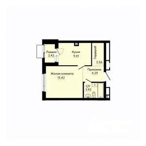 1-к квартира, строящийся дом, 38м2, 5/30 этаж