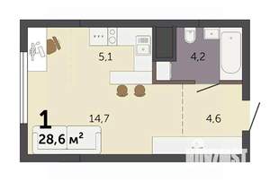 Студия квартира, строящийся дом, 29м2, 3/32 этаж