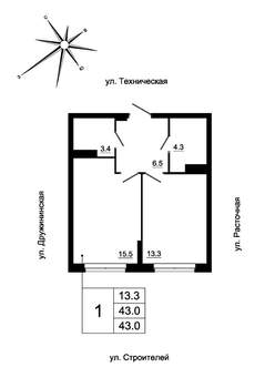 1-к квартира, вторичка, 42м2, 15/19 этаж