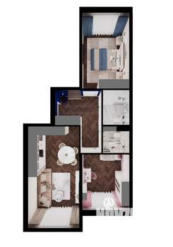 2-к квартира, вторичка, 65м2, 1/12 этаж