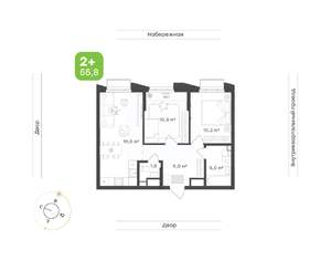 2-к квартира, вторичка, 56м2, 22/24 этаж