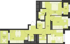 3-к квартира, вторичка, 70м2, 21/22 этаж