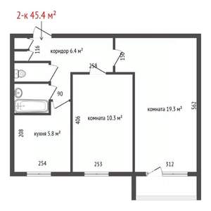 2-к квартира, вторичка, 45м2, 6/9 этаж