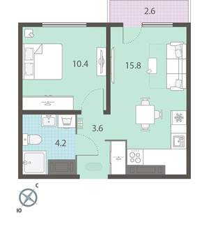 1-к квартира, вторичка, 35м2, 22/25 этаж
