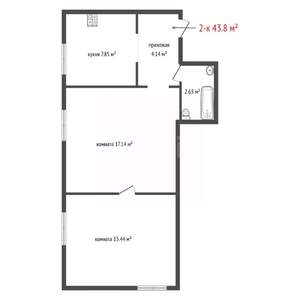 2-к квартира, вторичка, 44м2, 1/3 этаж