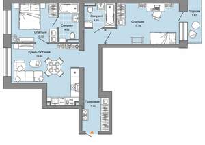2-к квартира, вторичка, 68м2, 7/8 этаж