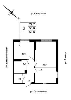 2-к квартира, вторичка, 57м2, 14/24 этаж