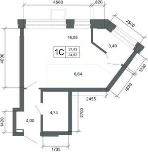 Студия квартира, вторичка, 35м2, 19/27 этаж