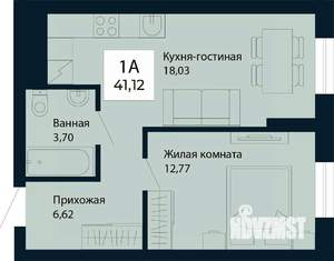 1-к квартира, строящийся дом, 41м2, 4/30 этаж
