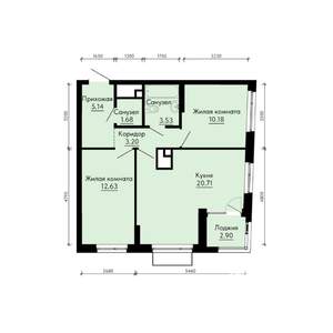 2-к квартира, строящийся дом, 59м2, 15/31 этаж