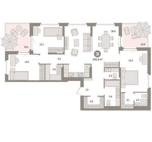 3-к квартира, вторичка, 130м2, 15/16 этаж