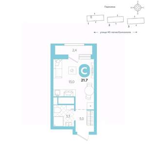 Студия квартира, вторичка, 22м2, 11/16 этаж