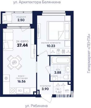 1-к квартира, вторичка, 37м2, 7/26 этаж